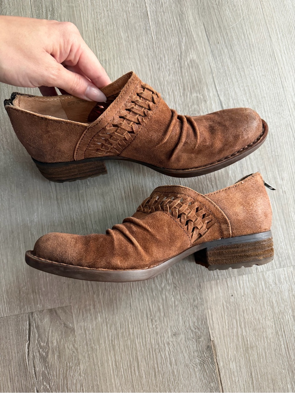 Børn Camel Brown Suede Leather Loafer Booties Women’s Size 6 Boho Western